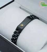 Original Rolex Crown Design Stylish Men's Stainless Steel Bracelet (Black)   coad 444